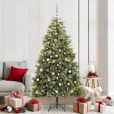 Vidaxl Artificial Hinged Christmas Tree With Cones Green 210 Cm - Image 3