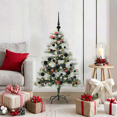 Vidaxl Artificial Christmas Tree Green And White 120 Cm - Image 3