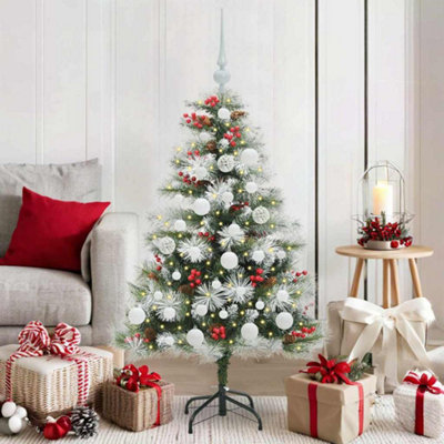 Vidaxl Artificial Christmas Tree Green And White 120 Cm - Image 3
