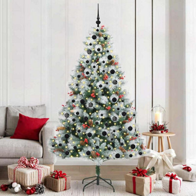 Vidaxl Artificial Christmas Tree Green And White 210 Cm - Image 3