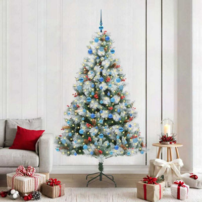 Vidaxl Artificial Christmas Tree Green And White 210 Cm - Image 3