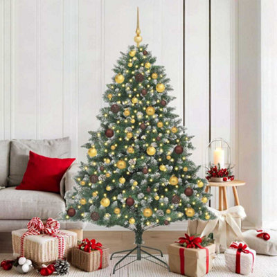 B&Q -  Artificial Christmas Tree With 300 Leds With Stand Green 180 Cm