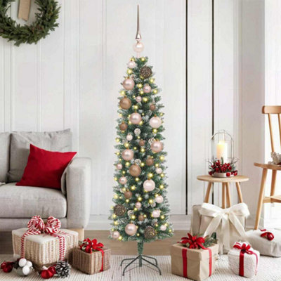 B&Q -  Artificial Slim Christmas Tree Green And White 120 Cm