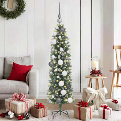 vidaXL Artificial Slim Christmas Tree - 120 cm - Green - 183 Tips - Image 3