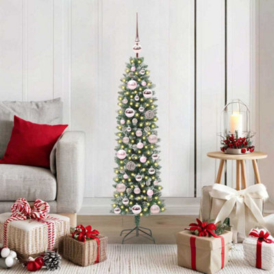VIDAXL - Artificial Christmas Tree - 4ft - White/Pink - Image 4