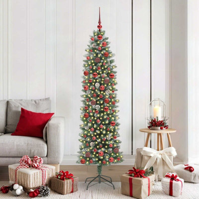 vidaXL Artificial Slim Christmas Tree 180 cm Green - Image 3