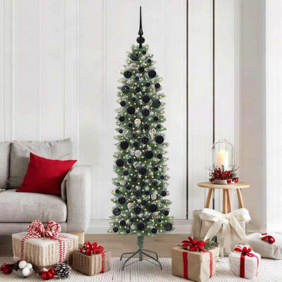Vidaxl Green/White Artificial Slim Christmas Tree And 180 Cm