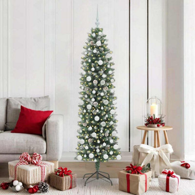 Vidaxl Green/White Artificial Slim Christmas Tree And 180 Cm