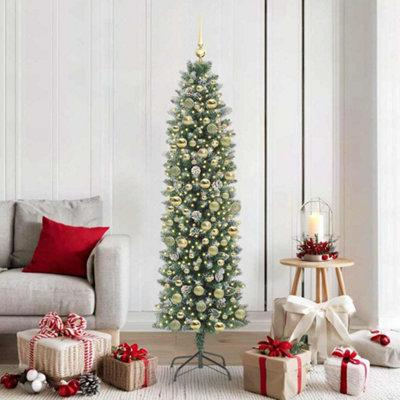 Vidaxl Green/White Artificial Slim Christmas Tree And 180 Cm