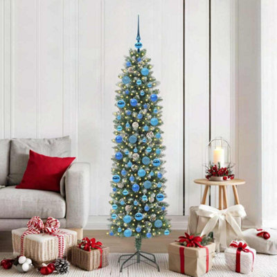 Vidaxl Green/White Artificial Slim Christmas Tree And 180 Cm
