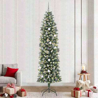 Vidaxl (240 Cm) Artificial Slim Christmas Tree With Stand Xmas Tree Decoration Pvc - Image 3