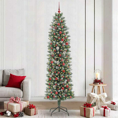 Vidaxl (240 Cm) Artificial Slim Christmas Tree With Stand Xmas Tree Decoration Pvc - Image 3