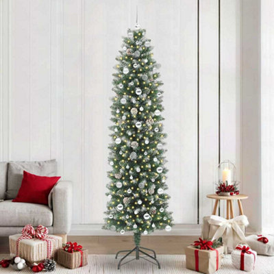 vidaXL Slim Artificial Christmas Tree - 240 cm - Green - Image 3