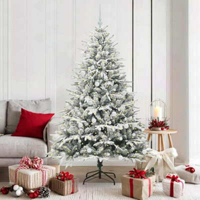 B&Q -  Artificial Pre-Lit Christmas Tree With Ball Set Green 180 Cm