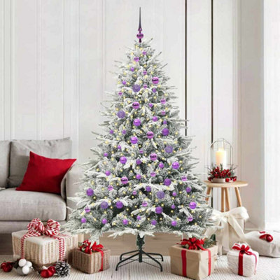 B&Q -  Artificial Pre-Lit Christmas Tree With Ball Set Green 180 Cm