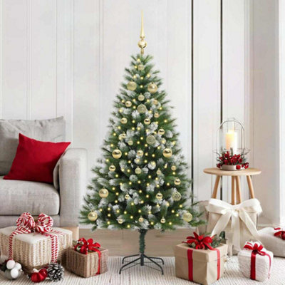 Vidaxl Artificial Hinged Christmas Tree With Flocked Snow 150 Cm