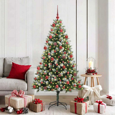 Vidaxl White Artificial Hinged Christmas Tree With Flocked Snow 180 Cm
