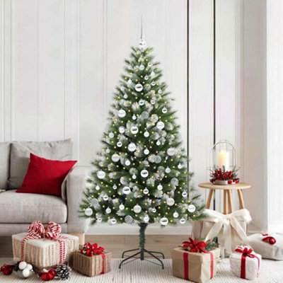 Vidaxl White Artificial Hinged Christmas Tree With Flocked Snow 180 Cm