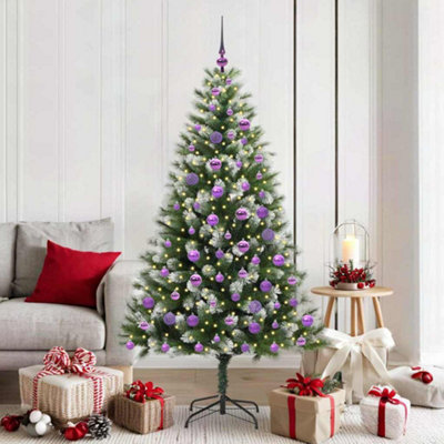 Vidaxl Artificial Hinged Christmas Tree With Flocked Snow 180 Cm from B&Q