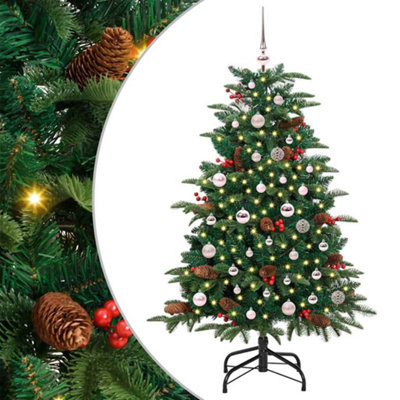 VIDAXL Artificial Christmas Tree 4.9ft - Warm White LED - Pink Baubles - Green - Image 3