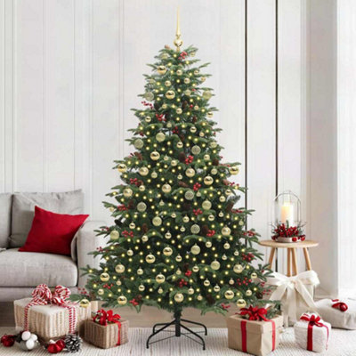 Vidaxl Green Artificial Christmas Tree With Led Strip Lights 210 Cm