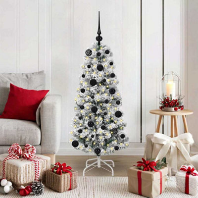 B&Q -  Artificial Hinged Christmas Tree Green And White 120 Cm