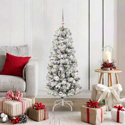 B&Q -  Artificial Hinged Christmas Tree Green And White 120 Cm