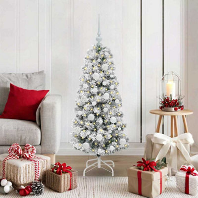 Vidaxl White Artificial Hinged Christmas Tree 120 Cm Pvc