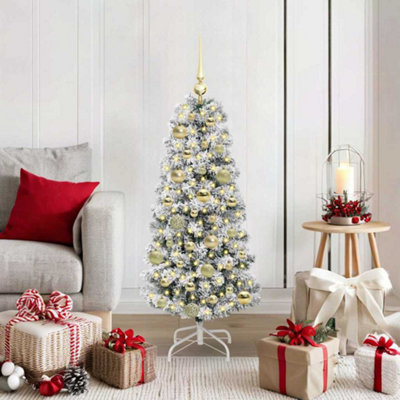 B&Q -  Artificial Hinged Christmas Tree Green And White 120 Cm