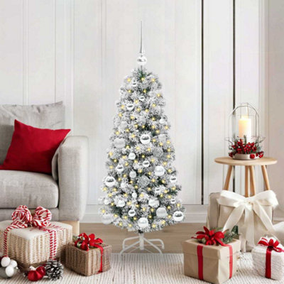 Vidaxl White Artificial Hinged Christmas Tree 120 Cm Pvc