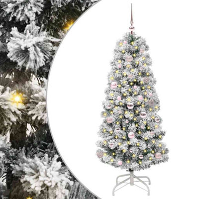 Vidaxl Artificial Hinged Christmas Tree Green And White 150 Cm from B&Q