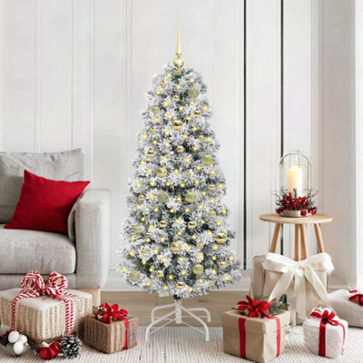 Vidaxl Artificial Hinged Christmas Tree Green And White 150 Cm from B&Q