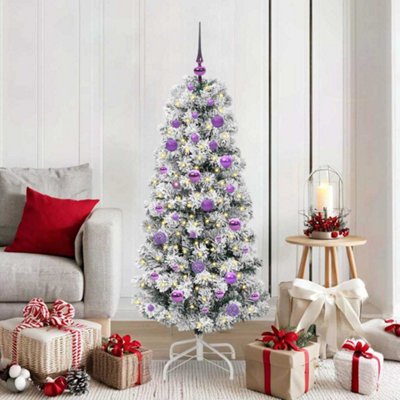 B&Q -  Artificial Hinged Christmas Tree Green And White 150 Cm