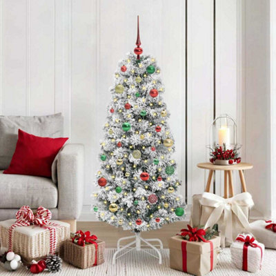 B&Q -  Artificial Hinged Christmas Tree Green And White 150 Cm