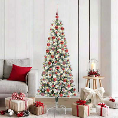 Vidaxl White Artificial Hinged Christmas Tree 180 Cm Pvc