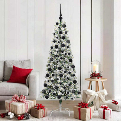 B&Q -  Artificial Hinged Christmas Tree Green And White 180 Cm
