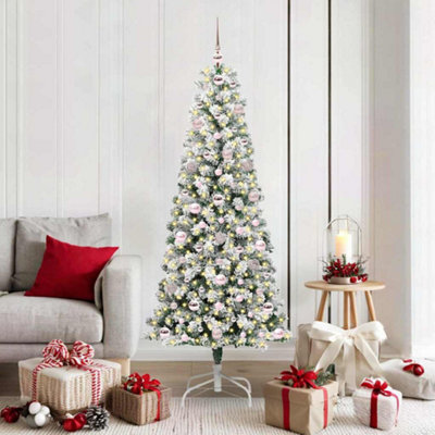 B&Q -  Artificial Hinged Christmas Tree Green And White 180 Cm