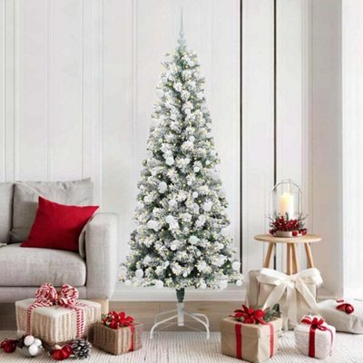 B&Q -  Artificial Hinged Christmas Tree Green And White 180 Cm
