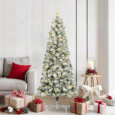 Vidaxl White Artificial Hinged Christmas Tree 180 Cm Pvc
