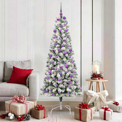 Vidaxl White Artificial Hinged Christmas Tree 180 Cm Pvc