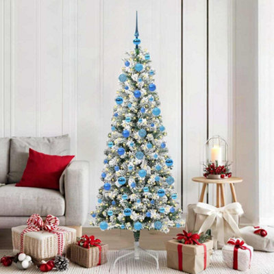 B&Q -  Artificial Hinged Christmas Tree Green And White 180 Cm