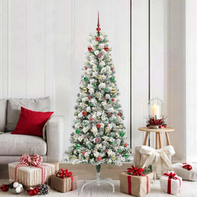 Vidaxl White Artificial Hinged Christmas Tree 180 Cm Pvc