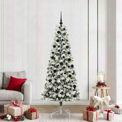 Vidaxl White Artificial Hinged Christmas Tree 210 Cm Pvc