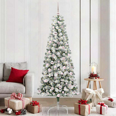 B&Q -  Artificial Hinged Christmas Tree Green And White 210 Cm