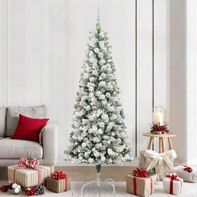 Vidaxl Artificial Hinged Christmas Tree Green And White 210 Cm from B&Q