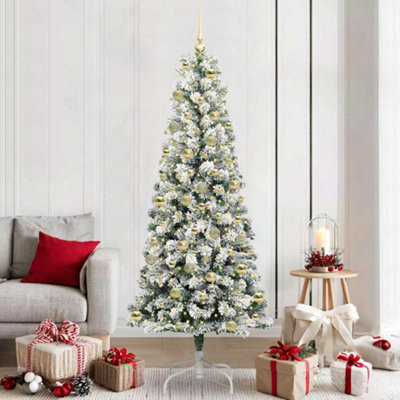 Vidaxl White Artificial Hinged Christmas Tree 210 Cm Pvc