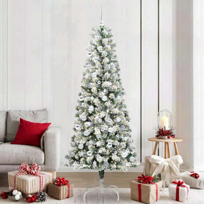 Vidaxl White Artificial Hinged Christmas Tree 210 Cm Pvc
