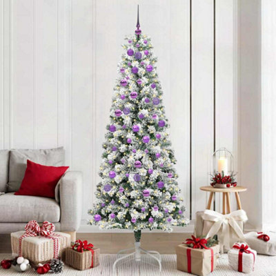 Vidaxl Artificial Hinged Christmas Tree Green And White 210 Cm from B&Q
