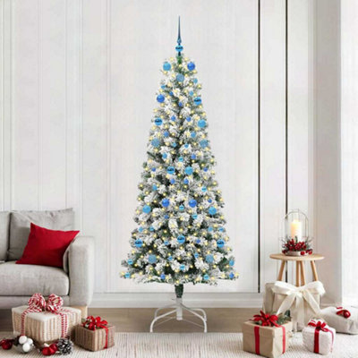 Vidaxl White Artificial Hinged Christmas Tree 210 Cm Pvc