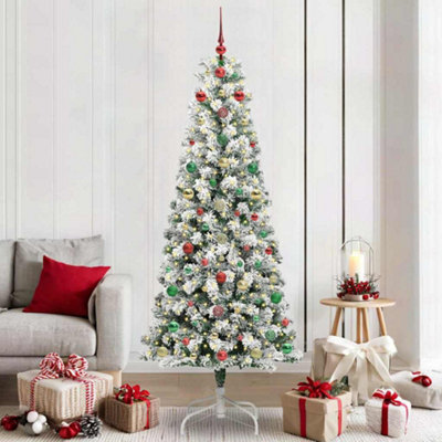 Vidaxl White Artificial Hinged Christmas Tree 210 Cm Pvc